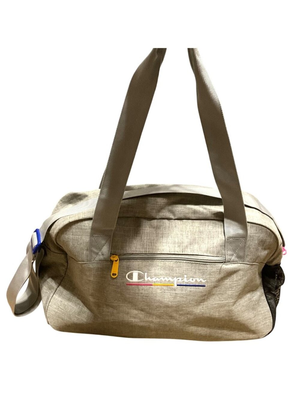 Champion Gray Duffel Bag With Shoulder Strap & Mesh Side Pocket Lightweight Gym